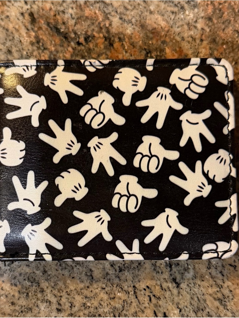 Disney Buckle Down Mickey Mouse Hands Bifold Wallet Black Vegan Leather